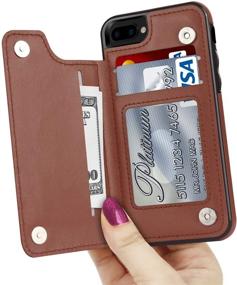 img 3 attached to 📱 LETO iPhone 8 Plus/7 Plus Case - Stylish Flip Wallet with Card Slots, Kickstand, and Protective Leather Brown Cover
