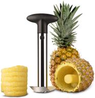 flexzion pineapple corer slicer tool, stainless steel cutter remover peeler decorer wedger, spiral cutting with metal blade, non-slip grip for fruit rings, home kitchen restaurant chef+ logo