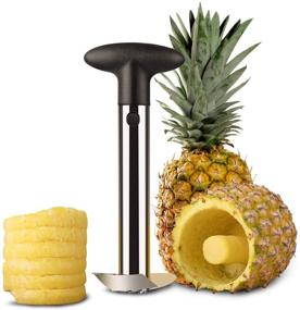 img 4 attached to Flexzion Pineapple Corer Slicer Tool, Stainless Steel Cutter Remover Peeler Decorer Wedger, Spiral Cutting with Metal Blade, Non-Slip Grip for Fruit Rings, Home Kitchen Restaurant Chef+