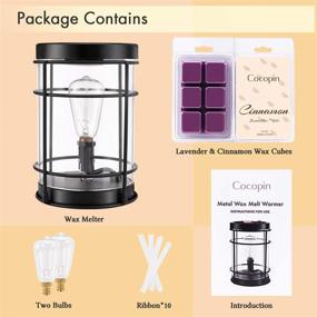 img 3 attached to SOLIGT+Cocopin Edison Style Metal Candle Warmer for Wax Cubes Scented Wax Melter, with 2 Pack of Freshener Wax