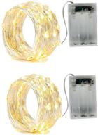 🔌 50leds fairy lights battery operated, silver wire 2 mode string lights for bedroom christmas party decoration - 2 pack (warm white, 16.4 ft) логотип