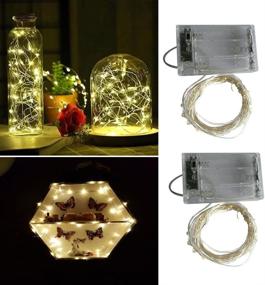 img 2 attached to 🔌 50LEDs Fairy Lights Battery Operated, Silver Wire 2 Mode String Lights for Bedroom Christmas Party Decoration - 2 Pack (Warm White, 16.4 ft)