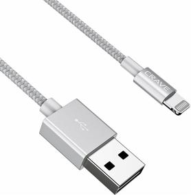 img 1 attached to 🔌 Crave премиумный плетеный кабель Silver Lightning в USB - Apple MFI сертифицированный - 4 FT