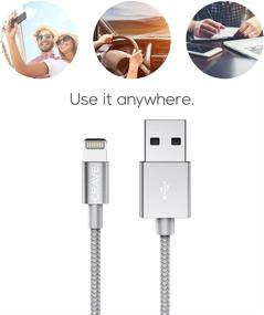 img 2 attached to 🔌 Crave премиумный плетеный кабель Silver Lightning в USB - Apple MFI сертифицированный - 4 FT