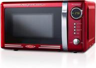 🔴 nostalgia rmo7rr retro 0.7 cu ft 700-watt countertop microwave oven - 12 cooking settings, digital clock, metallic red логотип