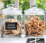 🍪 2-pack glass canisters with labels & marker - airtight glass cookie jars for kitchen counter - food storage containers with airtight lids for pantry - ideal for flour, sugar, coffee, cookies, and more логотип