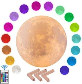 img 4 attached to 🌚 Moon Night Light 4.7 Inch: 16 Color Bedroom Night Light - Decorative Lunar Moonlight with Stand, Remote & Touch Control USB Rechargeable - Ideal Baby Light for Kids, Lovers, and Christmas