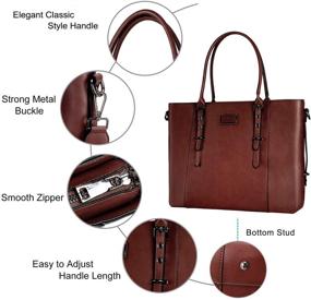 img 2 attached to 👜 Stylish and Spacious MOSISO PU Leather Laptop Tote Bag for Women (17-17.3 inch), Brown - Perfect for Work and Travel