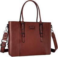 👜 stylish and spacious mosiso pu leather laptop tote bag for women (17-17.3 inch), brown - perfect for work and travel logo