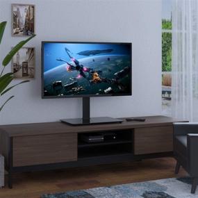 img 3 attached to 📺 Height Adjustable Universal Swivel TV Stand Base Table Top TV Mount Stand for 27-55 inch LCD LED TVs - Holds up to 88lbs - VESA 400x400mm - Tempered Glass Base