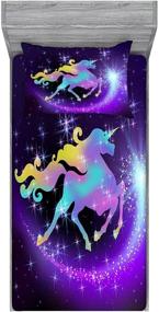 img 4 attached to 🦄 Glitter Stars Unicorn Bedding Decor Fitted Sheet Set - Rainbow Unicorn Fitted Sheet and Pillowcase Set, 2 Piece Twin Unicorn Sheet Set for Kids Girls Teens, Soft Microfiber