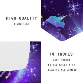 img 1 attached to 🦄 Glitter Stars Unicorn Bedding Decor Fitted Sheet Set - Rainbow Unicorn Fitted Sheet and Pillowcase Set, 2 Piece Twin Unicorn Sheet Set for Kids Girls Teens, Soft Microfiber