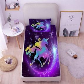 img 3 attached to 🦄 Glitter Stars Unicorn Bedding Decor Fitted Sheet Set - Rainbow Unicorn Fitted Sheet and Pillowcase Set, 2 Piece Twin Unicorn Sheet Set for Kids Girls Teens, Soft Microfiber