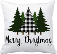 🎄 enhance your farmhouse christmas decor with 4th emotion buffalo plaid christmas pillow covers - 18x18 inches логотип