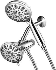 img 4 attached to 🚿 Couradric Dual Shower Head Combo - 35 Spray Settings, 2-in-1 Handheld Shower Heads with Extra Long Stainless Steel Hose - High Pressure Model, Chrome, 5-inch