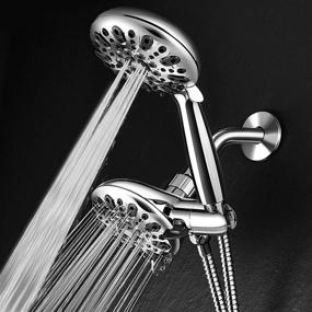 img 1 attached to 🚿 Couradric Dual Shower Head Combo - 35 Spray Settings, 2-in-1 Handheld Shower Heads with Extra Long Stainless Steel Hose - High Pressure Model, Chrome, 5-inch