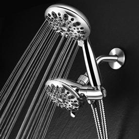 img 2 attached to 🚿 Couradric Dual Shower Head Combo - 35 Spray Settings, 2-in-1 Handheld Shower Heads with Extra Long Stainless Steel Hose - High Pressure Model, Chrome, 5-inch