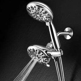 img 3 attached to 🚿 Couradric Dual Shower Head Combo - 35 Spray Settings, 2-in-1 Handheld Shower Heads with Extra Long Stainless Steel Hose - High Pressure Model, Chrome, 5-inch