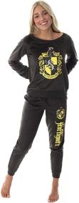 img 4 attached to Exclusive Harry Potter Juniors' Hogwarts Castle House Crest Fleece Jogger Pajama Set - Choose from All 4 Houses