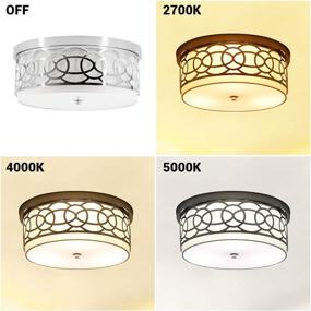 img 2 attached to 💡 Flush Mount Ceiling Light with Dimmable LED Bulbs - Modern Drum Light Fixture for Bedroom, Dining Room, Kitchen, Hallway, Foyer & Living Room - Brushed Chrome Finish