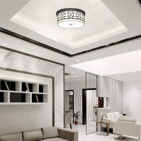 img 1 attached to 💡 Flush Mount Ceiling Light with Dimmable LED Bulbs - Modern Drum Light Fixture for Bedroom, Dining Room, Kitchen, Hallway, Foyer & Living Room - Brushed Chrome Finish