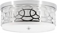 💡 flush mount ceiling light with dimmable led bulbs - modern drum light fixture for bedroom, dining room, kitchen, hallway, foyer & living room - brushed chrome finish logo