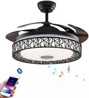 🌀 bdenise 42 inch invisible ceiling fan: bluetooth chandelier with remote control, dimmable lights and 3 speeds (black-upgraded) логотип