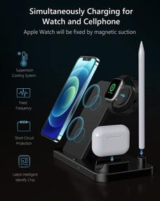 img 1 attached to 🔌 4 in 1 Fast Wireless Charging Station: Apple Watch, Airpods Pro, iPhone and Samsung Compatible"