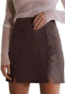 👗 katiewens high waist lace up faux suede a line mini pencil skirt for women logo