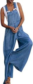 img 3 attached to 👖 Stylish Women's Casual Baggy Overall Plus Size Denim Jumpsuits with Adjustable Bib and High Waist - Comfy Wide Leg Harem Pants with Pockets