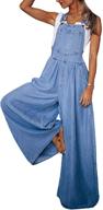 👖 stylish women's casual baggy overall plus size denim jumpsuits with adjustable bib and high waist - comfy wide leg harem pants with pockets logo