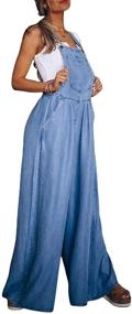 img 2 attached to 👖 Stylish Women's Casual Baggy Overall Plus Size Denim Jumpsuits with Adjustable Bib and High Waist - Comfy Wide Leg Harem Pants with Pockets