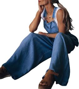 img 1 attached to 👖 Stylish Women's Casual Baggy Overall Plus Size Denim Jumpsuits with Adjustable Bib and High Waist - Comfy Wide Leg Harem Pants with Pockets