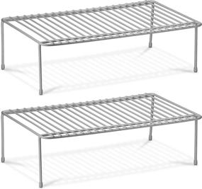 img 4 attached to 🗄️ DecorRack 2 Counter and Cabinet Shelf Racks: Ultimate Kitchen Storage Organizer for Pantry, Closet, and Freezer - Gray Color (2 Pack)