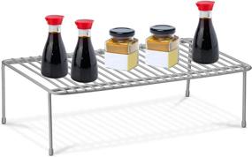 img 1 attached to 🗄️ DecorRack 2 Counter and Cabinet Shelf Racks: Ultimate Kitchen Storage Organizer for Pantry, Closet, and Freezer - Gray Color (2 Pack)