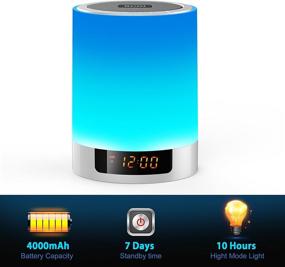 img 1 attached to 🔊 Bluetooth Speaker with Night Lights - Ruoi Touch Sensor Bedside Lamp + Dimmable Warm Light & Color Changing, Wireless Speakers with Alarm Clock, MP3 Music Player - Perfect Gift for Kids, Party, Bedroom