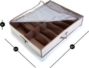 img 2 attached to 👞 Smart Design Underbed Shoe Organizer Storage Bag - Holds 12 Pairs of Shoes - Cotton Canvas with Aromatic Cedar - Home Organization (30 x 6 Inch) [Canvas]