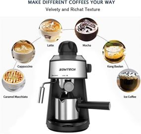 img 2 attached to ☕ 4-Cup Espresso Machine with 3.5 Bar Pressure, Cappuccino Latte Maker, Steam Milk Frother, and Stainless Steel Pot