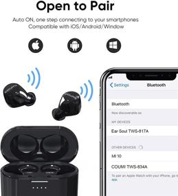 img 1 attached to 🎧 Беспроводные наушники COUMI EQ Setting: Bluetooth 5.0 с микрофоном, глубокими басами, защитой от влаги IPX7, 30 часов воспроизведения, зарядкой через USB C, сенсорным управлением - идеальны для ПК, iOS, Android, занятий спортом.