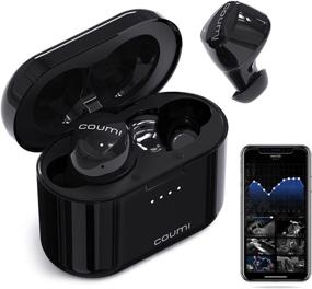 img 4 attached to 🎧 Беспроводные наушники COUMI EQ Setting: Bluetooth 5.0 с микрофоном, глубокими басами, защитой от влаги IPX7, 30 часов воспроизведения, зарядкой через USB C, сенсорным управлением - идеальны для ПК, iOS, Android, занятий спортом.