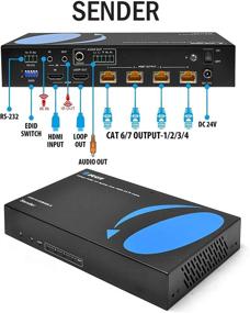 img 1 attached to OREI 1x4 HDMI Extender Splitter HDBaseT 4K: Multiple Over Single Cable CAT6/7, 4K@60Hz, HDCP 2.2, IR Remote Control, HDR, Up to 400 Ft Range, Low Latency, Full Support