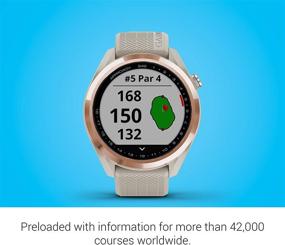 img 1 attached to ⌚ Garmin Approach S42 GPS Golf Smartwatch: Легкий смарт-часы с сенсорным дисплеем 1.2", 42 тыс. предустановленных полей, керамическая рамка розового золота, тановый силиконовый ремешок | Модель: 010-02572-12