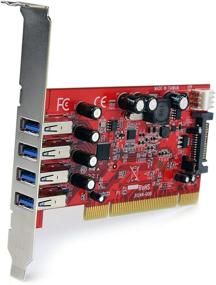 img 2 attached to StarTech.com Карта адаптера с четырьмя портами PCI USB 3.0 с питанием SATA/SP4 - Карта контроллера SuperSpeed USB 3 (PCIUSB3S4), красная.