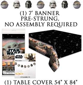 img 2 attached to 🥳 Mandalorian Themed Baby Yoda Party Supplies and Decorations - Complete Party Kit for Birthday Child - Serves 16 - Inclusive of Banner Decoration, Table Cover, Plates and More