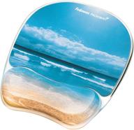 🖱️ fellowes photo gel mouse pad and wrist rest with microban protection, sandy beach (9179301), blue, 9.25x7.31 inch logo