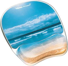 img 2 attached to 🖱️ Fellowes Photo Gel Mouse Pad and Wrist Rest with Microban Protection, Sandy Beach (9179301), Blue, 9.25x7.31 Inch