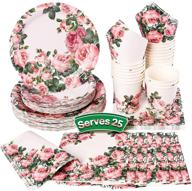 ultimate floral party supplies bundle: girl baby shower decorations, tea party cups, bridal shower napkins, for christmas weddings birthdays baby shower and anniversary - serves 25! logo