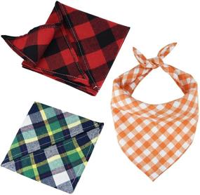 img 1 attached to 🐾 Stylish 8pcs Dog Bandanas: Checkered Cotton Scarf Kerchief Set for Small Dogs & Cats - Washable, Outdoor Fall Accessories!