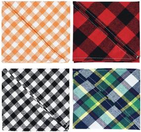 img 2 attached to 🐾 Stylish 8pcs Dog Bandanas: Checkered Cotton Scarf Kerchief Set for Small Dogs & Cats - Washable, Outdoor Fall Accessories!