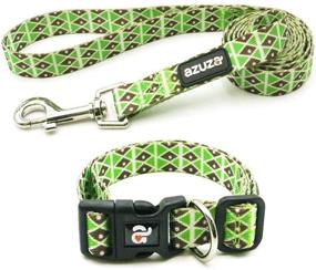 img 4 attached to Azuza Dog Collar and Leash Set - Stylish Patterns, Adjustable Nylon Collar with Matching Leash for Dogs of all Sizes